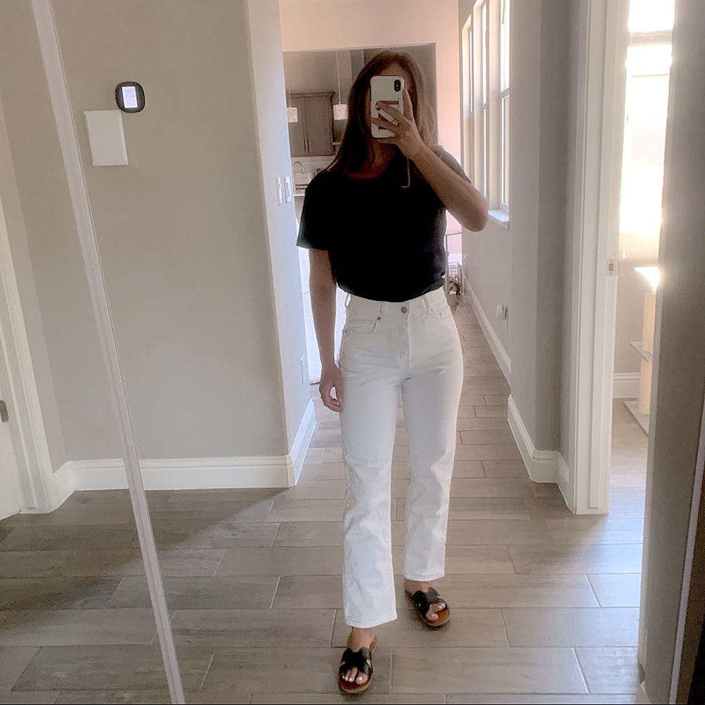 H&M straight high rise jeans white